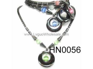 Colored Opal Beads Hematite Donut Pendant Beads Stone Chain Choker Fashion Women Necklace